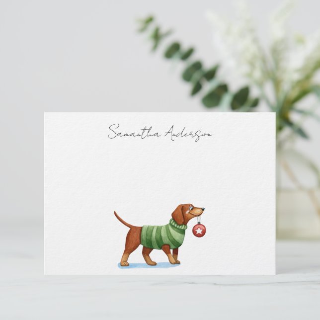 Pequeña Tarjeta plana de Navidad personalizada con perro l (Anverso de pie)