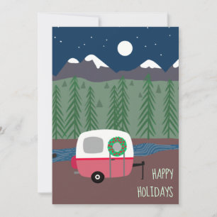 Pequeña tarjeta plana de Navidades RV Camper