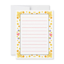 Tarjeta plana de niños lindos - Estrellas y corazo