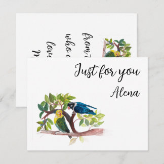 Pequeña Tarjeta plana de pájaros de amor