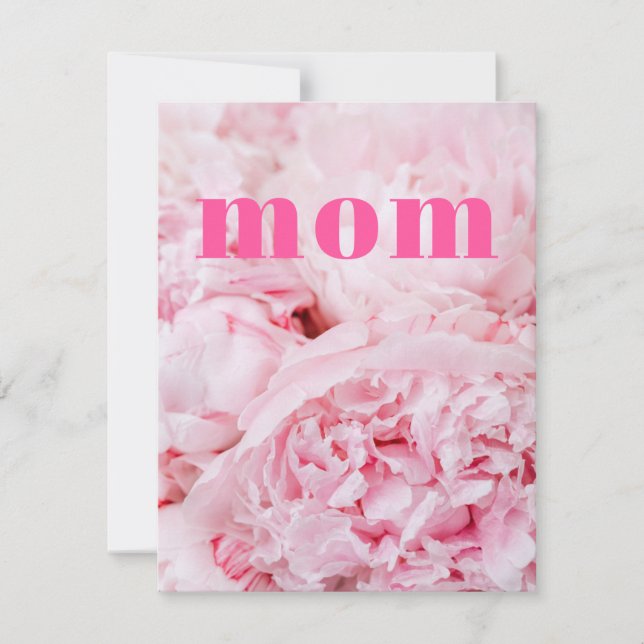Pequeña Tarjeta plana de rosas rosadas para mamá (Anverso)