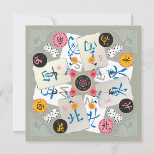 Pequeña Tarjeta plana de vientos Mah Jongg