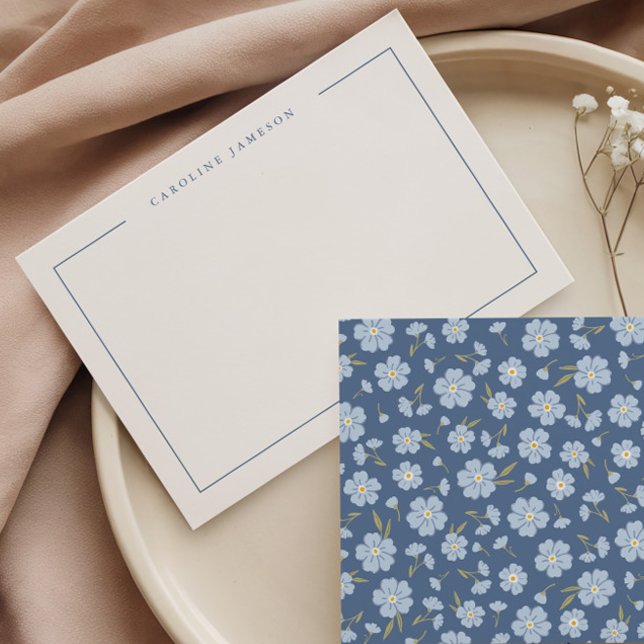 Pequeña Tarjeta plana floral azul simple moderna (Subido por el creador)