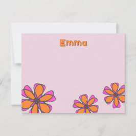 Pequeña Tarjeta plana floral de mediados de siglo moderno