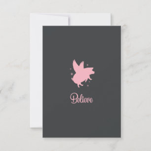 Pequeña Tarjeta plana Flying Pig Believe