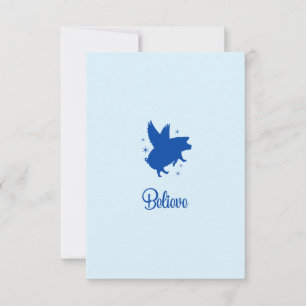 Pequeña Tarjeta plana Flying Pig Believe