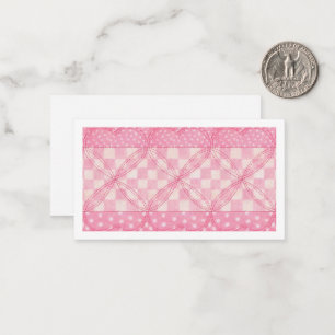Pequeña Tarjeta plana II PINK HEART QUILT 3.5x2