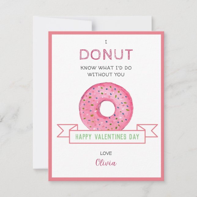 Pequeña Tarjeta plana mini día de San Valentín Donut (Anverso)