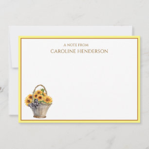 Pequeña Tarjeta plana personalizada con nombre de girasol
