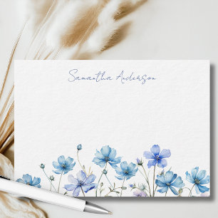Pequeña Tarjeta plana personalizada de flor silvestre azul