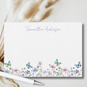 Pequeña Tarjeta plana personalizada de mariposa de flor si