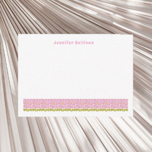 Pequeña Tarjeta plana personalizada floral rosa retro de l