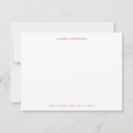 Pequeña Tarjeta plana personalizada rosa moderna y elegant