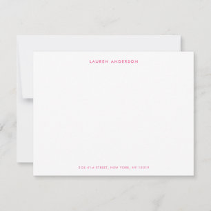 Pequeña Tarjeta plana personalizada rosa moderna y elegant