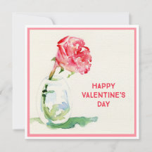 Tarjeta plana Rosa Valentine 5.25x5.25