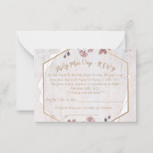Tarjeta R.S.V.P boda floral suave rosa