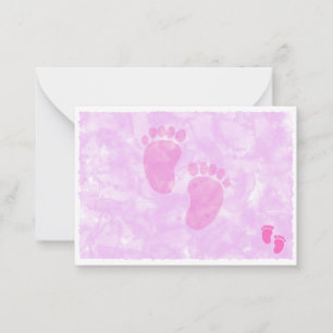 Pequeña Tarjeta rosa en blanco para baby shower de niña co