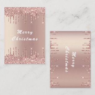 Pequeña Tarjeta Rosa Purpurina de oro para Navidades espum