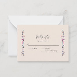 Pequeña Tarjeta RSVP Boho Floral Floral de flores silvestr