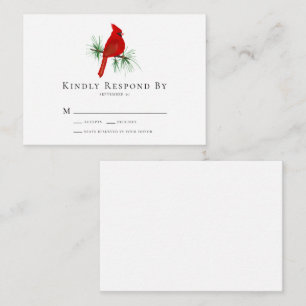 Pequeña Tarjeta RSVP de boda cardinal BUDGET