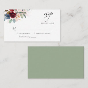 Pequeña Tarjeta RSVP de Boda de Boda de Eucalyptus Borgoña