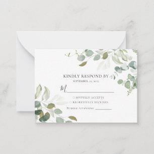 Pequeña Tarjeta RSVP de Boda de bodas de ecología de eucal