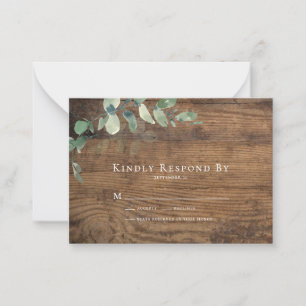 Pequeña Tarjeta RSVP de Boda de bodas de ecología de eucal
