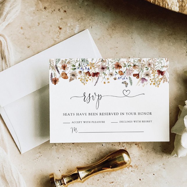 Pequeña tarjeta RSVP de boda de flores silvestres (Subido por el creador)