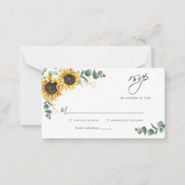 Pequeña Tarjeta RSVP de boda de girasol de eucalipto de pr