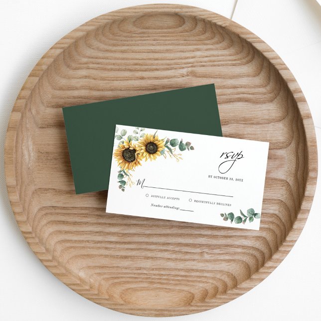 Pequeña Tarjeta RSVP de boda de girasol de eucalipto de pr (Subido por el creador)