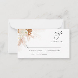 Pequeña Tarjeta RSVP de Boda de Palmas Florales de Grass P