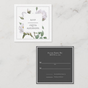 Pequeña Tarjeta RSVP de Boda Elegante de Rosas Blancas