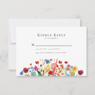 Pequeña Tarjeta RSVP de Boda Floral de Flores Silvestres d