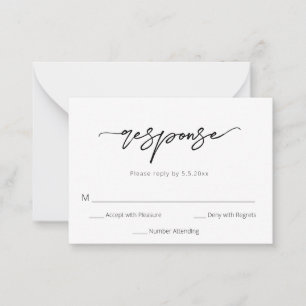 Pequeña Tarjeta RSVP de boda moderna simple de presupuesto