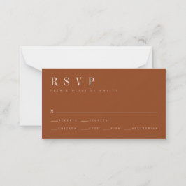 Pequeña Tarjeta RSVP de boda Naranja quemada minimalista