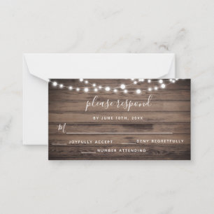 Pequeña Tarjeta RSVP de Boda Rústica Presupuestaria