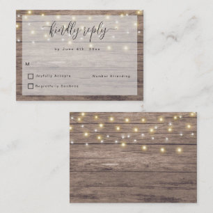 Pequeña Tarjeta RSVP de Boda Rústica Presupuestaria