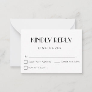 Pequeña Tarjeta RSVP de boda simple clásica de presupuesto