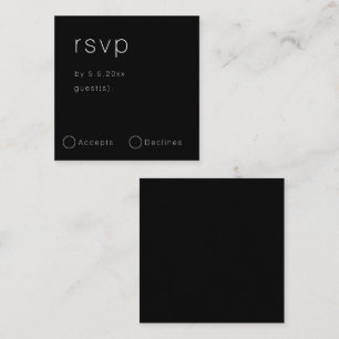 Pequeña Tarjeta RSVP de boda simple de cuadrado negro de p