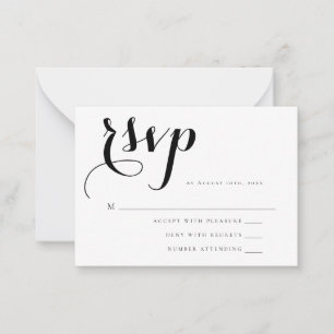 Pequeña Tarjeta RSVP de boda simple de script de presupues