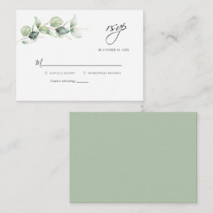 Pequeña Tarjeta RSVP de Boda Suculenta de Eucalipto de Pre