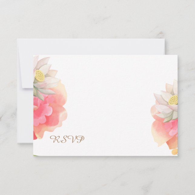 Pequeña Tarjeta RSVP de Boda Tropical Flowers (Anverso)