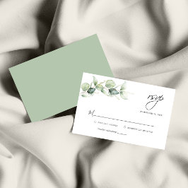 Pequeña Tarjeta RSVP de Boda Verde Eucalyptus de Presupues