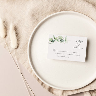 Pequeña Tarjeta RSVP de Boda Verde para Eucalipto de Presu