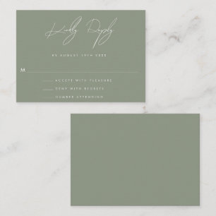 Pequeña Tarjeta RSVP de Boda Verde Verde para Boda Minimal