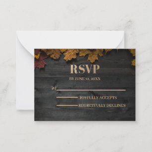 Pequeña Tarjeta RSVP de bodas de textura de madera vintage