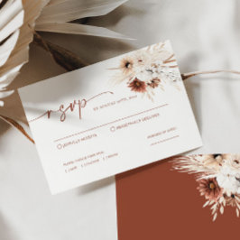 Pequeña Tarjeta RSVP de Boho Pampas Boda de Grass Wedding