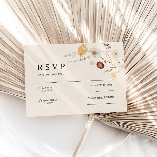 Pequeña Tarjeta RSVP de Boho Wildflower Wedding