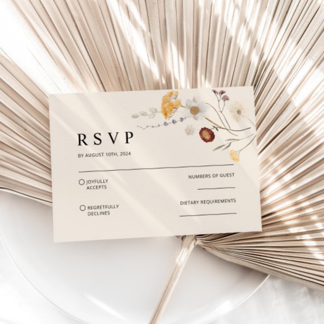 Pequeña Tarjeta RSVP de Boho Wildflower Wedding (Subido por el creador)