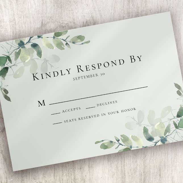 Pequeña Tarjeta RSVP de Eucalyptus Greenery Wedding (Subido por el creador)